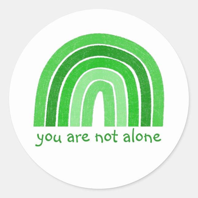 Sticker Rond Vous n'êtes pas seul vert pour la sensibilisation  (Devant)