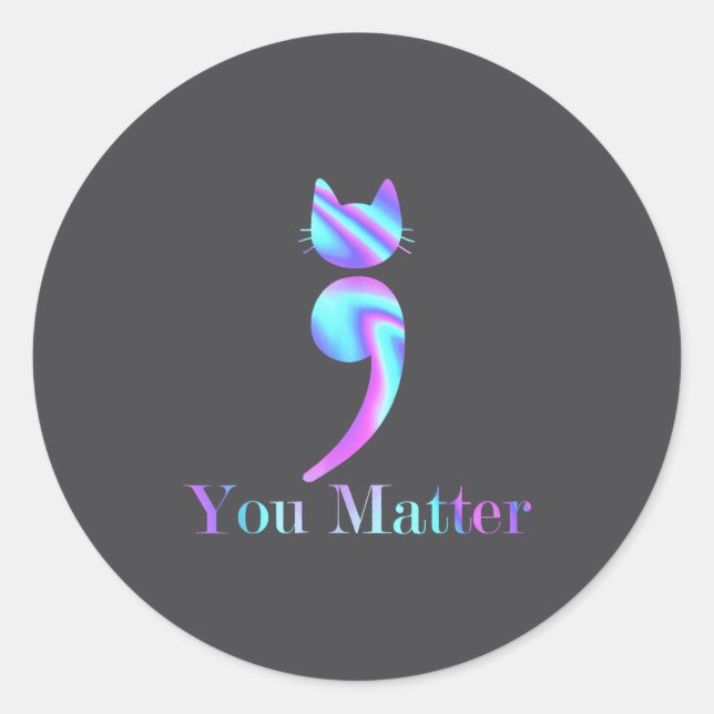 Sticker Rond Vous point-virgule Chat Suicide Sensibilisation à  (Devant)