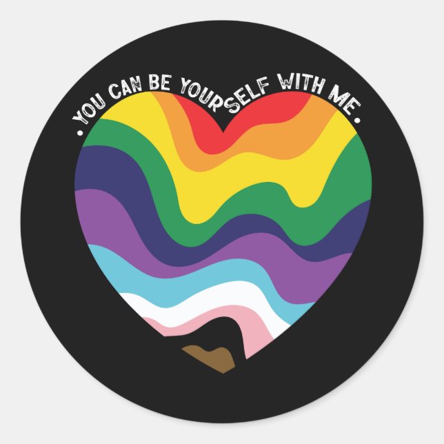 Sticker Rond Vous Pouvez Être Vous-Même Avec Moi, LGBT Transgen (Devant)