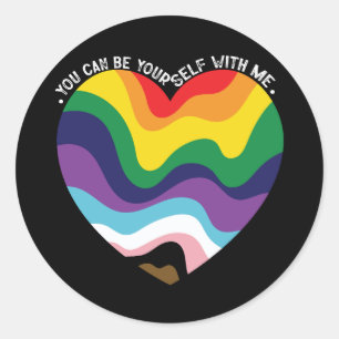 Sticker Rond Vous pouvez être vous-même avec moi LGBT Transgenr