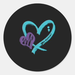 Sticker Rond Vous Prévention du Suicide Sensibilisation Turquoi