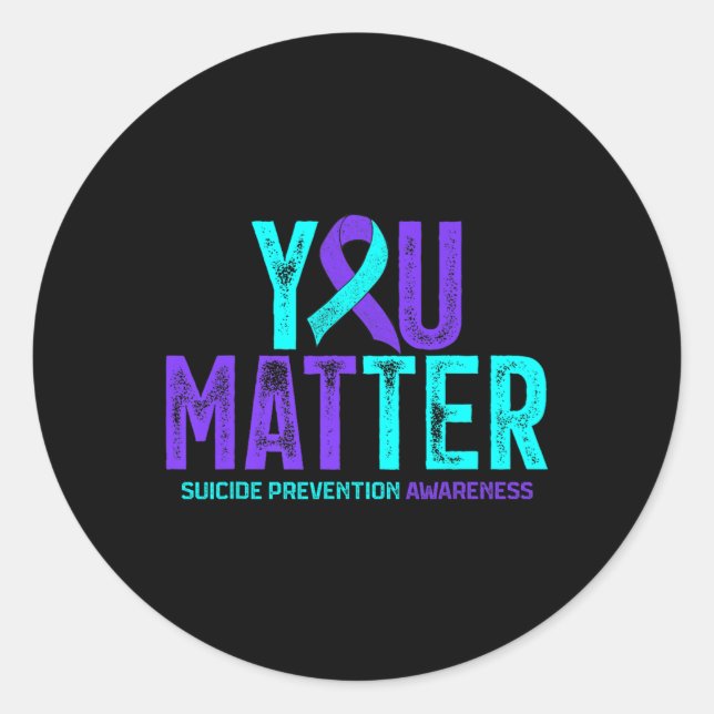 Sticker Rond Vous Problème - Prévention du suicide Turquoise Pu (Devant)