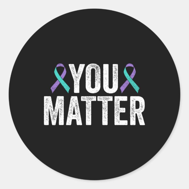Sticker Rond Vous Problème - Prévention du suicide Turquoise Pu (Devant)