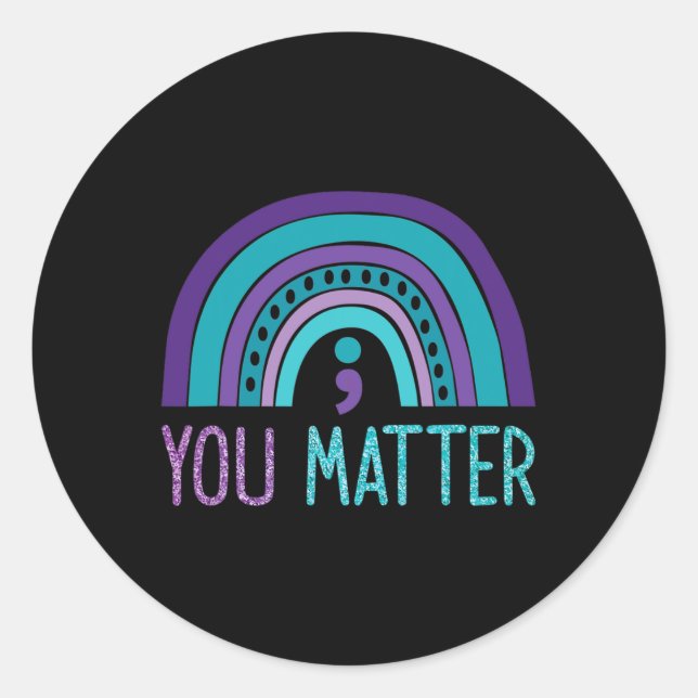 Sticker Rond Vous Problème Semicolon Suicide Prévention Purple  (Devant)