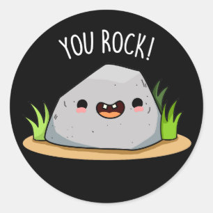 Sticker Rond Vous Rock Funny Géologie Pun Dark BG