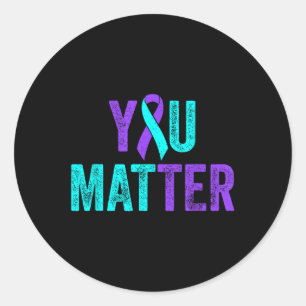 Sticker Rond Vous Ruban de sensibilisation au violet sarcelle d