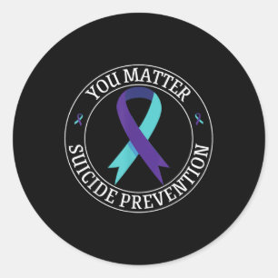 Sticker Rond Vous Ruban Turquoise & Purple Suicide Préventi