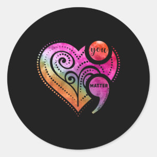 Sticker Rond Vous Semicolon Sensibilisation à la santé mentale