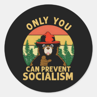 Sticker Rond Vous seul pouvez empêcher le socialisme Ours Camg 