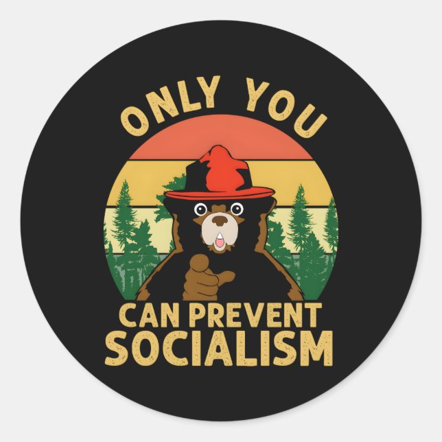 Sticker Rond Vous seul pouvez empêcher le socialisme Ours Camg  (Devant)