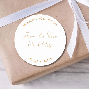Sticker Rond Vous souhaitez Richesse du nouveau sac de mariage