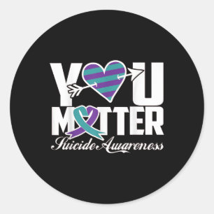 Sticker Rond Vous Suicide Sensibilisation Violet Et Turquoise R