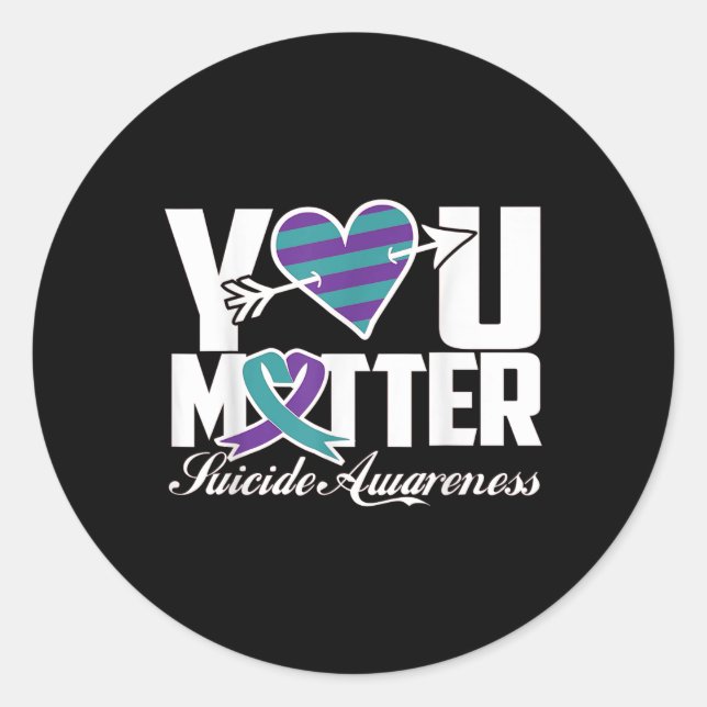 Sticker Rond Vous Suicide Sensibilisation Violet Et Turquoise R (Devant)