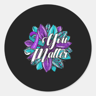 Sticker Rond Vous Tournesol Violet Ruban Sarcelle de Sensibilis