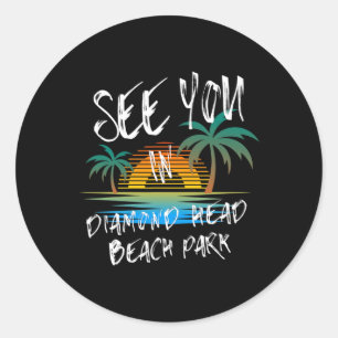 Sticker Rond Vous Voir Honolulu Vintage Oahu Hawaii Surfeur Hom