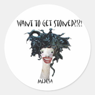 Sticker Rond Vous voulez vous faire lapider ? ! ? 1 Medusa