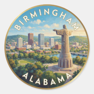 Sticker Rond Voyage à Birmingham Alabama, ville du Sud