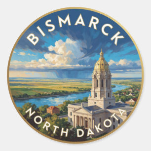 Sticker Rond Voyage à Bismarck, Capitole du Dakota du Nord