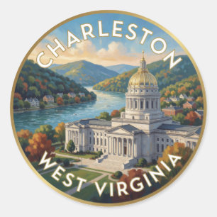 Sticker Rond Voyage à Charleston West Virginia Appalachian