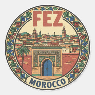 Sticker Rond Voyage à Fès Maroc