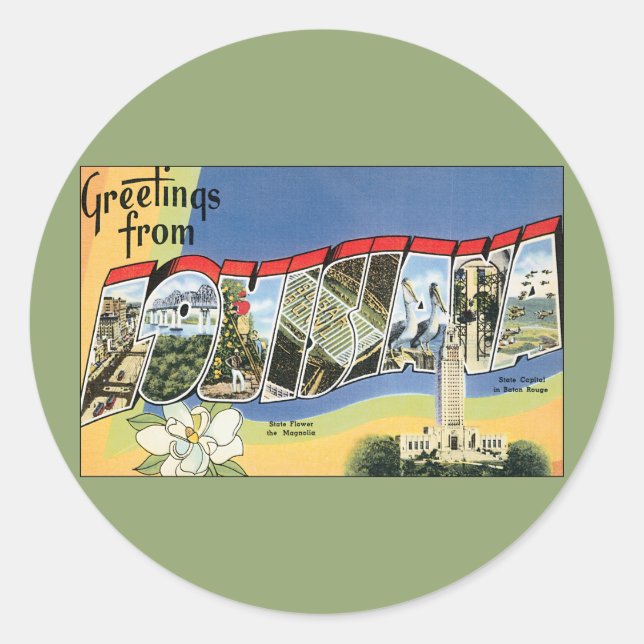 Sticker Rond Voyage à l'ancienne, Salutations de la côte du Gol (Devant)