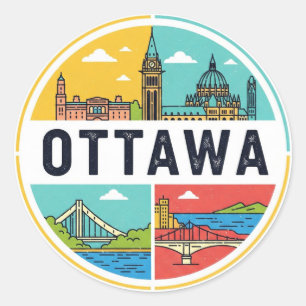 Sticker Rond Voyage à Ottawa Canada