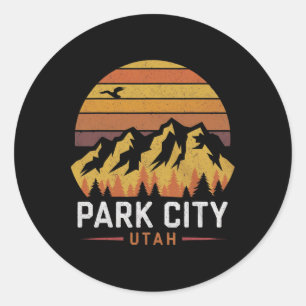 Sticker Rond Voyage à Park City Utah Montagnes Ski Randonnée Ca