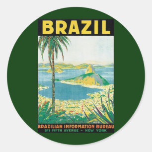 Sticker Rond Voyage à Rio de Janeiro Brésil Plage Côtière Vinta