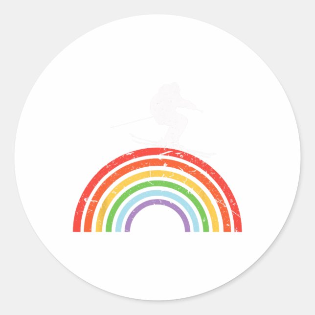 Sticker Rond Voyage à ski Ski Rainbow  (Devant)