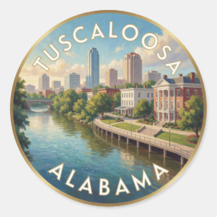 Sticker Rond Voyage à Tuscaloosa Alabama Ville du Sud