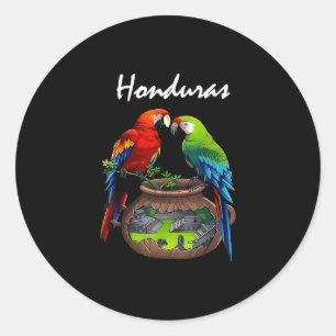 Sticker Rond Voyage au Honduras Ara macao Voyage en famille au