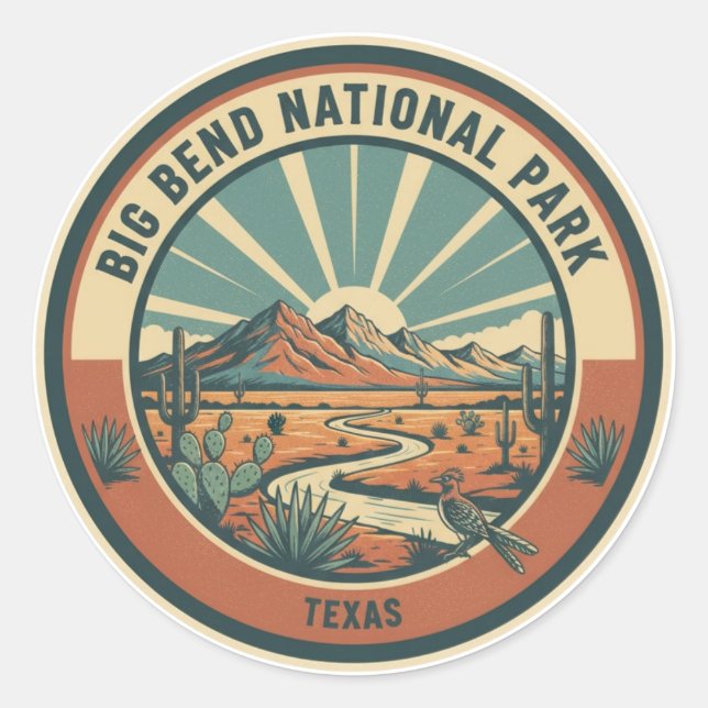 Sticker Rond Voyage au parc national de Big Bend (Devant)