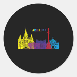 Sticker Rond Voyage Barcelone Espagne Europe Espagnol Vacances