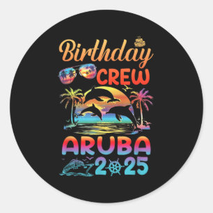 Sticker Rond Voyage d'anniversaire à Aruba Vacances 2025 Groupe