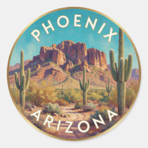 Sticker Rond Voyage dans le désert de Sonora à Phoenix Arizona