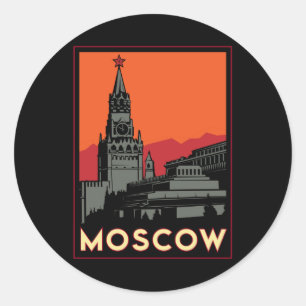 Sticker Rond voyage d'art déco de Moscou Russie le Kremlin