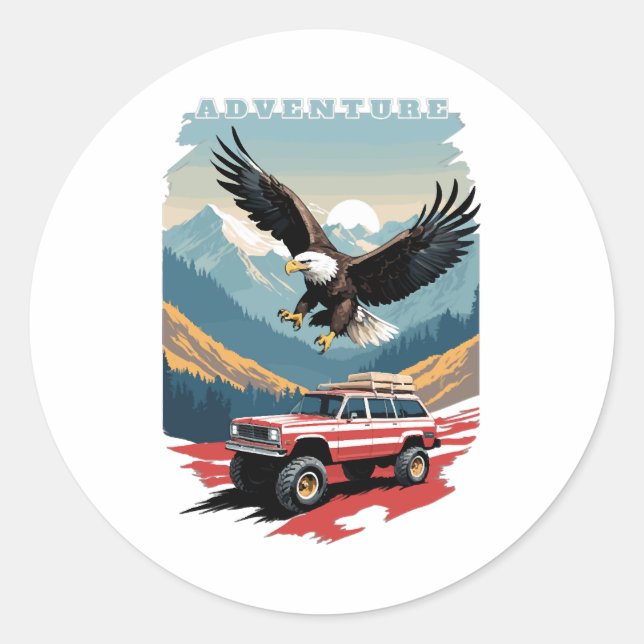 Sticker Rond Voyage d'aventure USA (Devant)