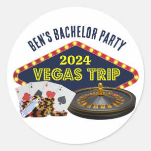 Sticker Rond Voyage de Bachelor Party personnalisable Casino de