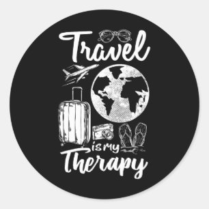 Sticker Rond Voyage de camping Voyage dans le monde Le voyage e