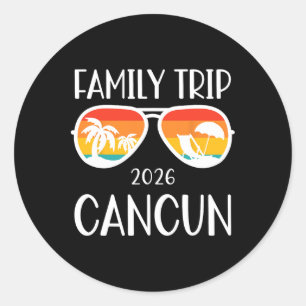 Sticker Rond Voyage de famille à Cancun Mexique 2026 Vacances d