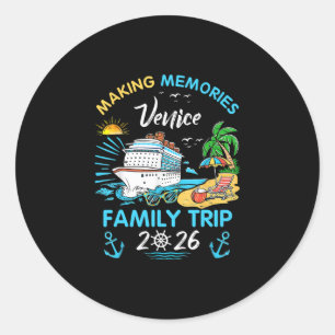 Sticker Rond Voyage de famille à Venise 2026 Vacances à souveni