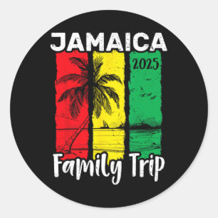 Sticker Rond Voyage de famille Jamaïque 2025 Île tropicale Vaca