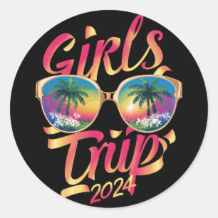 Sticker Rond Voyage de filles 2024 Week-end Summer Beach Vacati