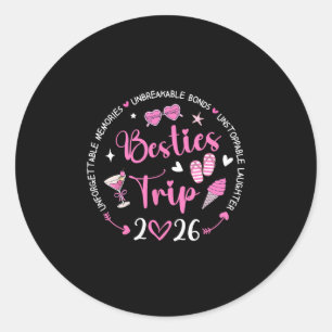 Sticker Rond Voyage de filles 2026 Week-end d'été Vacances d'ét