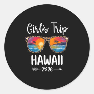 Sticker Rond Voyage de filles 2026 Weekend de filles à Hawaï Va