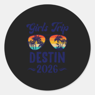 Sticker Rond Voyage de filles à Destin vacances plage 2026 corr