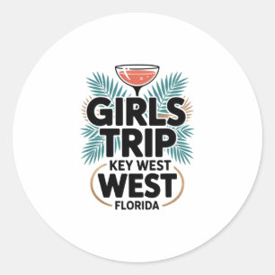 Sticker Rond Voyage de filles à Key West Femmes Meilleures amie