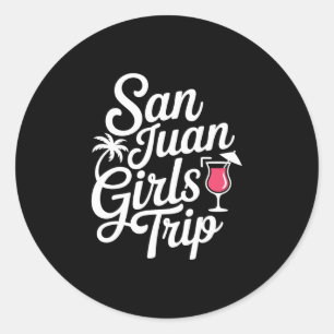 Sticker Rond Voyage de filles à San Juan, tenue coordonnée, hum