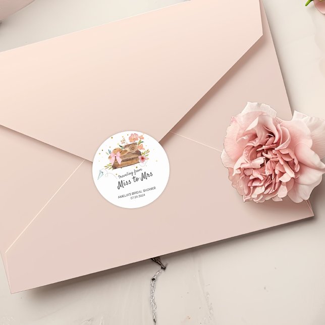 Sticker Rond Voyage de Miss à Mrs enterrement de vie de jeune f (Créateur téléchargé)