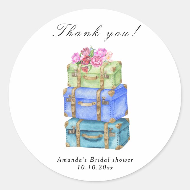 Sticker Rond Voyage de Miss à Mrs Shower de mariage (Devant)